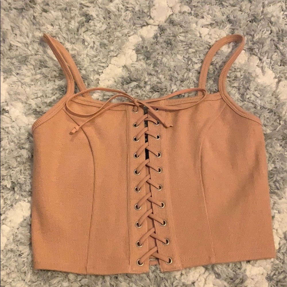 Crop lace strap tank